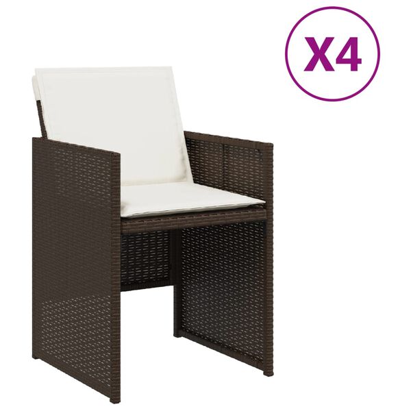 vidaXL 4 db barna polyrattan kerti sz&eacute;k p&aacute;rn&aacute;val