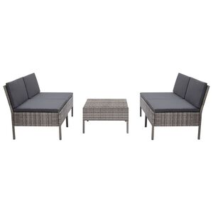 vidaXL 5-r&eacute;szes sz&uuml;rke polyrattan kerti b&uacute;torszett p&aacute;rn&aacute;kkal