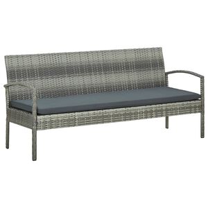 vidaXL 3 szem&eacute;lyes sz&uuml;rke polyrattan kerti kanap&eacute; p&aacute;rn&aacute;val