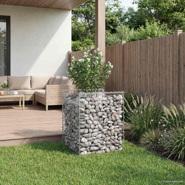 vidaXL Gabion emelt &aacute;gy Ez&uuml;st 50 x 50 x 60 cm Horganyzott ac&eacute;l