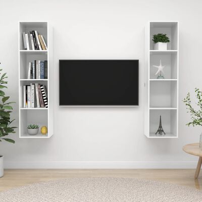 vidaXL 2 db magasfényű fehér forgácslap fali TV-szekrény