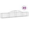 vidaXL 9 db &iacute;ves horganyzott vas gabion kos&aacute;r 300x30x40/60 cm