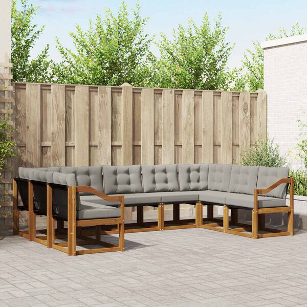 vidaXL K&uuml;lt&eacute;ri kanap&eacute; szett 9 pcs Term&eacute;szetes &eacute;s Vil&aacute;gossz&uuml;rke