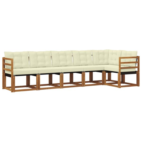 vidaXL K&uuml;lt&eacute;ri kanap&eacute; szett p&aacute;rn&aacute;val 6 pcs Term&eacute;szetes &eacute;s kr&eacute;msz&iacute;nű