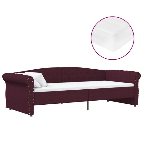 vidaXL lila USB-s sz&ouml;vetbor&iacute;t&aacute;s&uacute; d&iacute;v&aacute;ny matraccal 90 x 200 cm