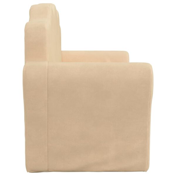 vidaXL 2 szem&eacute;lyes kr&eacute;msz&iacute;nű puha pl&uuml;ss gyerek kanap&eacute;&aacute;gy