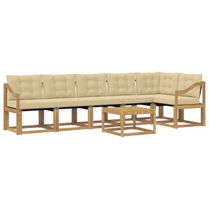 vidaXL K&uuml;lt&eacute;ri kanap&eacute; szett p&aacute;rn&aacute;val 7 pcs Feh&eacute;r &eacute;s B&eacute;zs