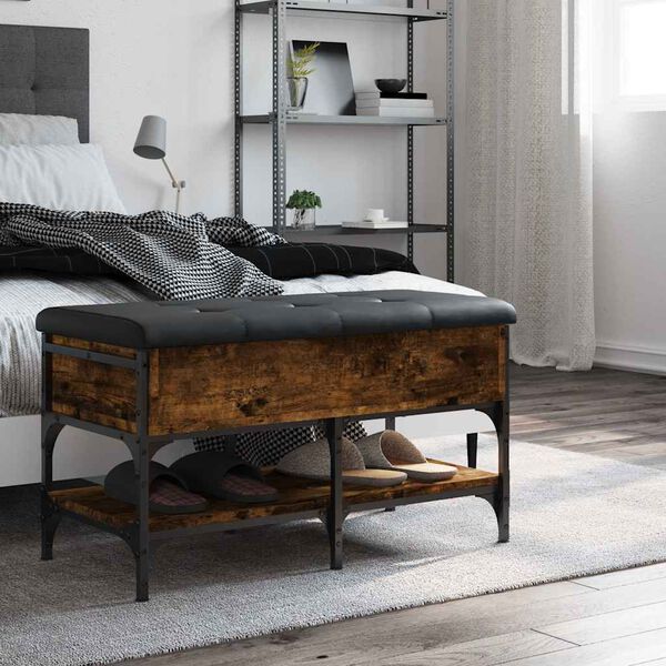 vidaXL f&uuml;st&ouml;s t&ouml;lgy sz&iacute;nű szerelt fa cipőt&aacute;rol&oacute; pad 82 x 42 x 45 cm