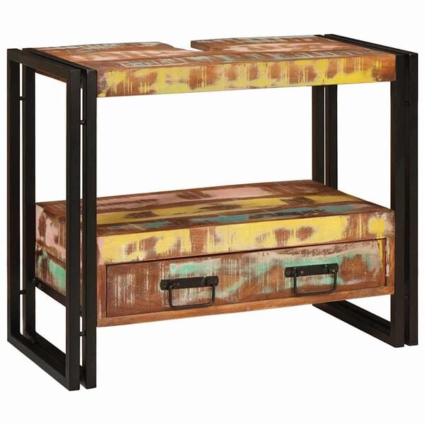 vidaXL Mosd&oacute; szekr&eacute;ny fi&oacute;kkal Soksz&iacute;nű Szil&aacute;rd &Uacute;jrahasznos&iacute;tott Fa