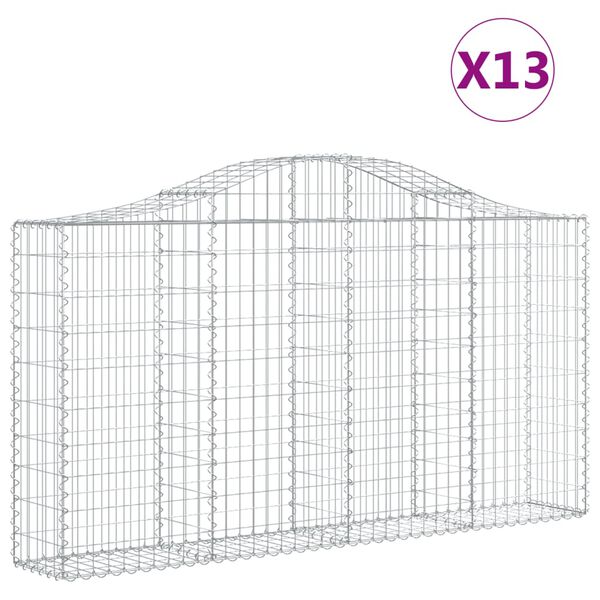 vidaXL 13 db íves horganyzott vas gabion kosár 200x30x100/120 cm
