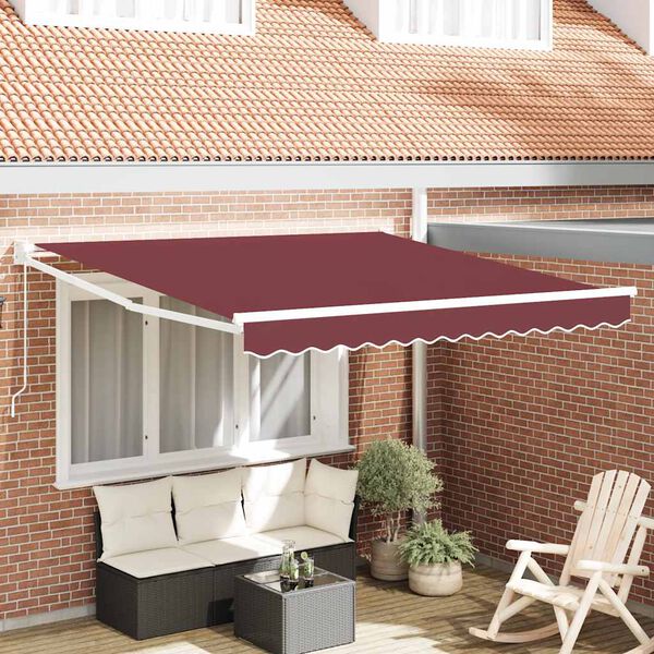 vidaXL burgundi v&ouml;r&ouml;s k&eacute;zzel kih&uacute;zhat&oacute; napellenző 300 x 250 cm
