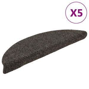 vidaXL 5 db &ouml;ntapad&oacute;s l&eacute;pcsőszőnyeg 56 x 17 x 3 cm antracitsz&uuml;rke f&eacute;lk&ouml;r alak&uacute;