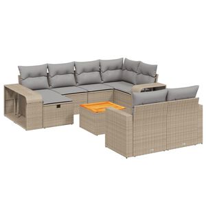 vidaXL 11 r&eacute;szes b&eacute;zs polyrattan kerti &uuml;lőgarnit&uacute;ra p&aacute;rn&aacute;kkal