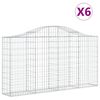vidaXL 6 db íves horganyzott vas gabion kosár 200x30x100/120 cm