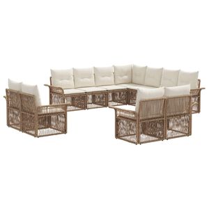 vidaXL Kerti Kanap&eacute; Szett 11 pcs Beige &eacute;s Kr&eacute;msz&iacute;nű polirattan