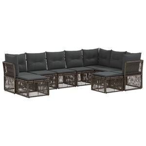 vidaXL Kerti Kanap&eacute; Szett 9 pcs Sz&uuml;rke polirattan
