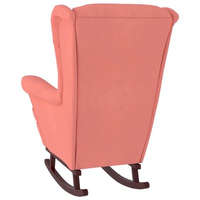 vidaXL rózsaszín bársony hintaszék tömör gumifa lábakkal