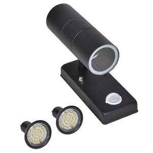 vidaXL LED Fal L&aacute;mpa Rozsdamentes Ac&eacute;l Henger Alak&uacute; Fekete &Eacute;rz&eacute;kelő