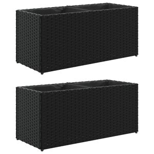 vidaXL 2 db fekete polyrattan kerti &uuml;ltetől&aacute;da 2 cser&eacute;ppel 72x30x32 cm