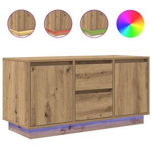 vidaXL k&eacute;zműves t&ouml;lgy sz&iacute;nű TV-szekr&eacute;ny LED-l&aacute;mp&aacute;kkal 100x41x50 cm