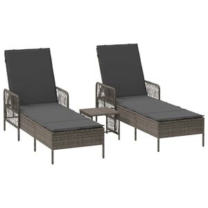 vidaXL Napoz&oacute; 3 pcs Sz&uuml;rke &eacute;s s&ouml;t&eacute;tsz&uuml;rke 55 x 200 x 92 cm polirattan