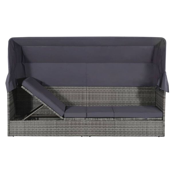 vidaXL sz&uuml;rke polyrattan napellenzős kerti &aacute;gy 205 x 62 cm