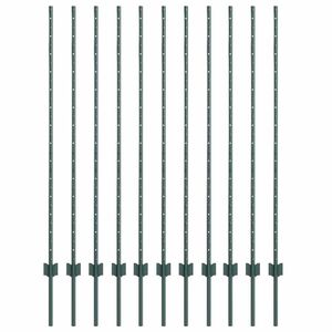 vidaXL Be&aacute;gyazott ker&iacute;t&eacute;soszlop 11 db Z&ouml;ld 180 cm Porsz&oacute;rt ac&eacute;l
