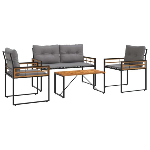 vidaXL Kültéri Bútor Szett párnával 4 pcs Világosszürke