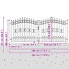 vidaXL Kerítéskapu Lándzsa Tetejével zárral Szürke 305 x 125 cm Acél