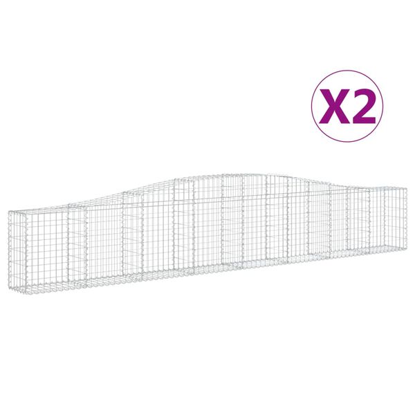 vidaXL 2 db íves horganyzott vas gabion kosár 400x30x60/80 cm