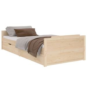vidaXL t&ouml;m&ouml;r fenyőfa &aacute;gykeret fi&oacute;kkal 90 x 200 cm