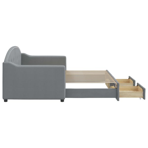 vidaXL világosszürke kihúzható szövet heverő fiókokkal 80 x 200 cm