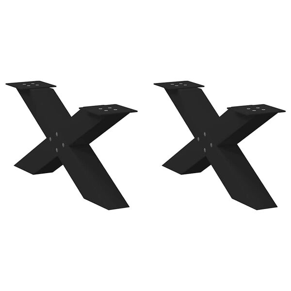 vidaXL 2 db fekete, X alak&uacute; ac&eacute;l doh&aacute;nyz&oacute;asztal l&aacute;b 70 x (30-31) cm