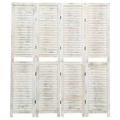 vidaXL antik fehér 4 paneles tömör faparaván 140 x 165 cm