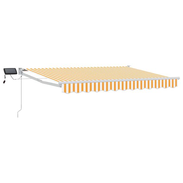 vidaXL LED-es, k&eacute;zi kih&uacute;zhat&oacute; napernyő S&aacute;rga &eacute;s Feh&eacute;r 3,5 x 2 m