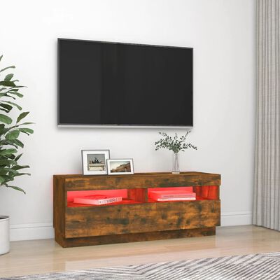 vidaXL füstös tölgyszínű TV-szekrény LED-világítással 100 x 35 x 40 cm