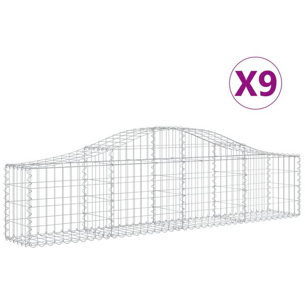 vidaXL 9 db íves horganyzott vas gabion kosár 200x30x40/60 cm