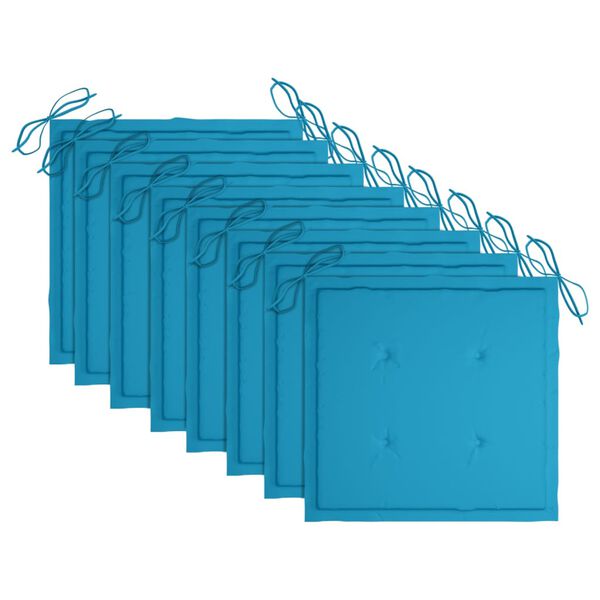 vidaXL 8 db tömör akácfa kültéri étkezőszék párnával