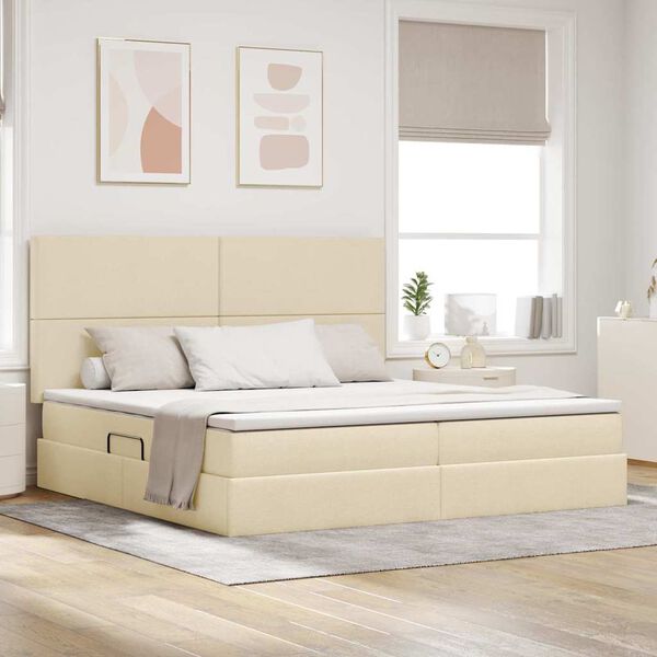 vidaXL &Aacute;gy t&aacute;rol&oacute;val &eacute;s LED l&aacute;mp&aacute;val Kr&eacute;m 200 x 200 cm Poli&eacute;szter