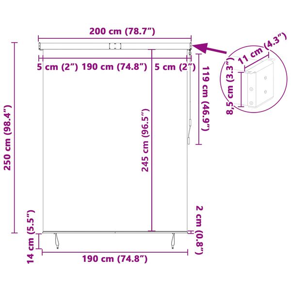 vidaXL Roletta f&uuml;gg&ouml;ny&ouml;kkel Kr&eacute;m 200 x 250 cm Sz&ouml;vet &eacute;s Alum&iacute;nium