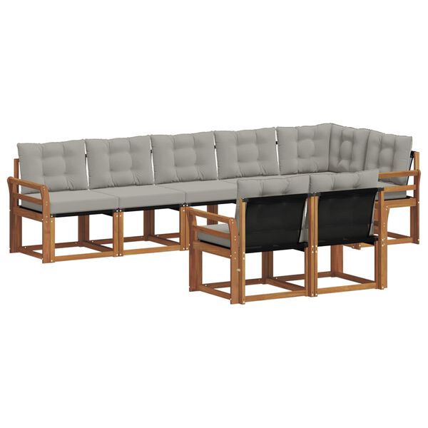 vidaXL K&uuml;lt&eacute;ri kanap&eacute; szett 8 pcs Term&eacute;szetes &eacute;s Vil&aacute;gossz&uuml;rke