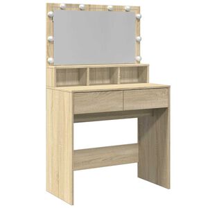 vidaXL sonoma t&ouml;lgy sz&iacute;nű f&eacute;s&uuml;lk&ouml;dőasztal LED-del 80 x 41 x 134,5 cm