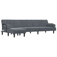 vidaXL sötétszürke L-alakú bársony kanapéágy 260x140x70 cm