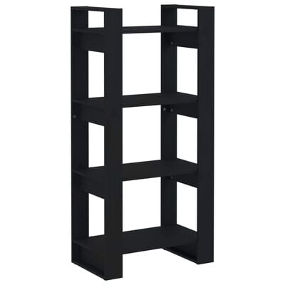 vidaXL fekete tömör fa könyvszekrény/térelválasztó 60 x 35 x 125 cm