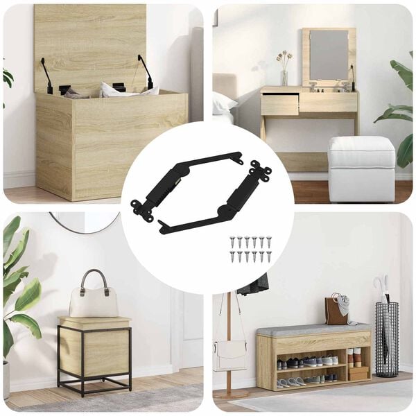 vidaXL Fed&eacute;l T&aacute;mogat&oacute; Zsan&eacute;r 2 pcs Fekete 192 x 32 x 50 mm Ac&eacute;l