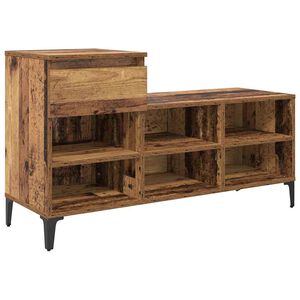 vidaXL Cipőszekr&eacute;ny fi&oacute;kkal polcokkal R&eacute;gi fa 102 x 36 x 60 cm Faanyag