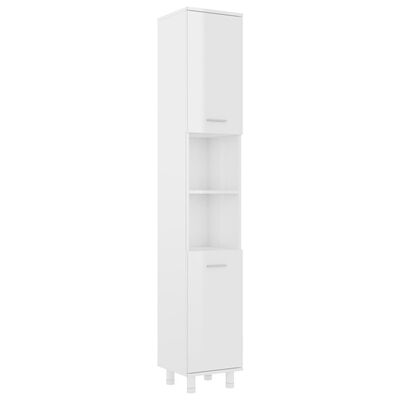 vidaXL magasfényű fehér forgácslap fürdőszobaszekrény 30x30x179 cm