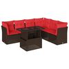 vidaXL 7 db barna polyrattan kerti kanap&eacute;garnit&uacute;ra p&aacute;rn&aacute;kkal
