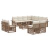vidaXL Kerti Kanap&eacute; Szett 12 pcs Beige &eacute;s Kr&eacute;msz&iacute;nű polirattan