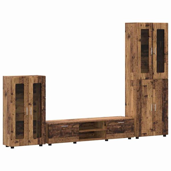 vidaXL TV szekr&eacute;ny garnit&uacute;ra fi&oacute;kkal polcokkal ajt&oacute;val &Ouml;reg fa Faanyag